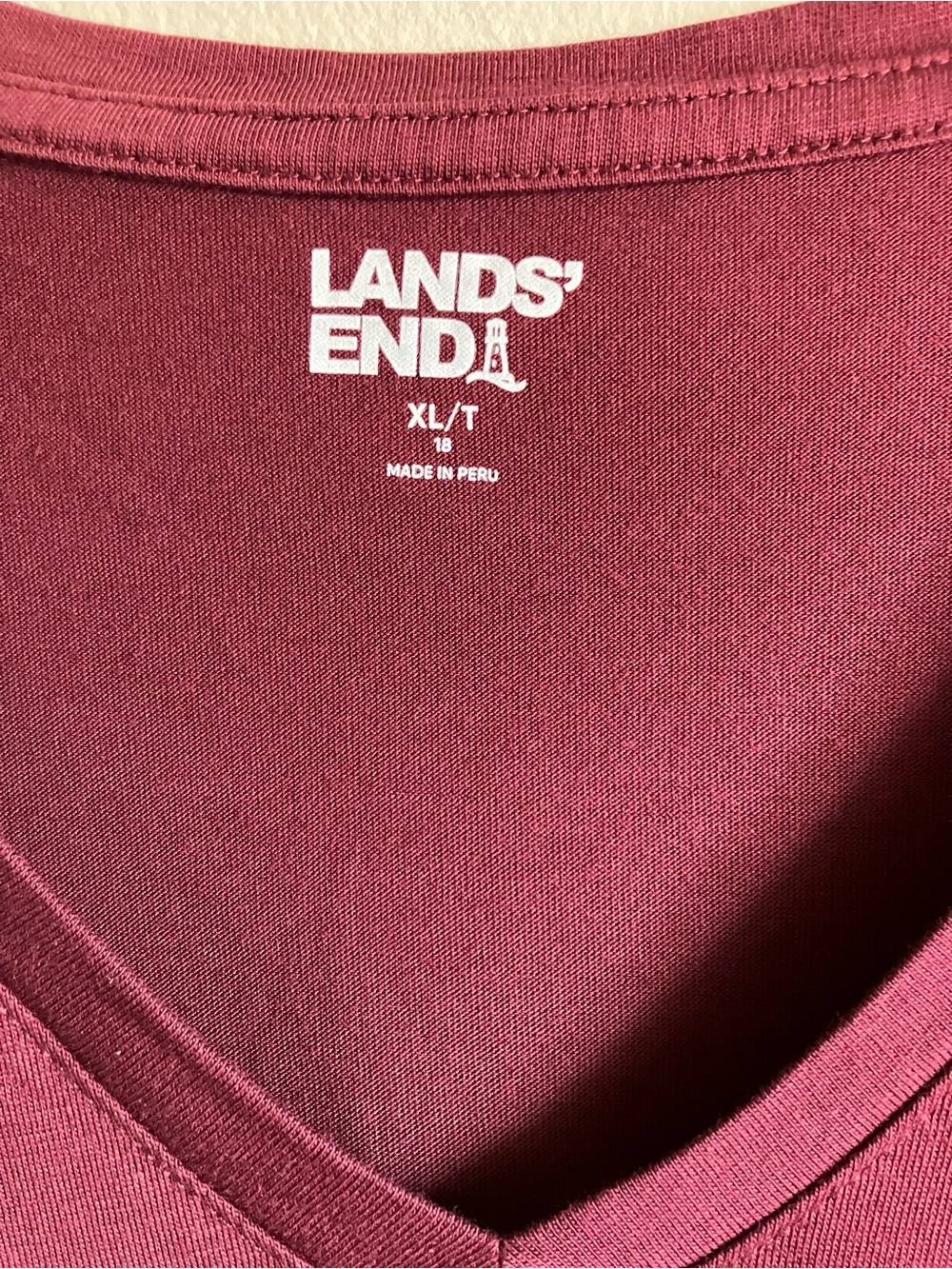 Lands End Size XLT 18 long sleeve tee, V-neck 100% cotton - Picture 3 of 7